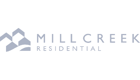 White logo that says Mill Creek Residential