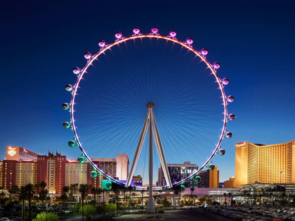 The High Roller Observation Wheel at The LINQ in Las Vegas, one of the top 5 places to see during Apartmenatlize 2025